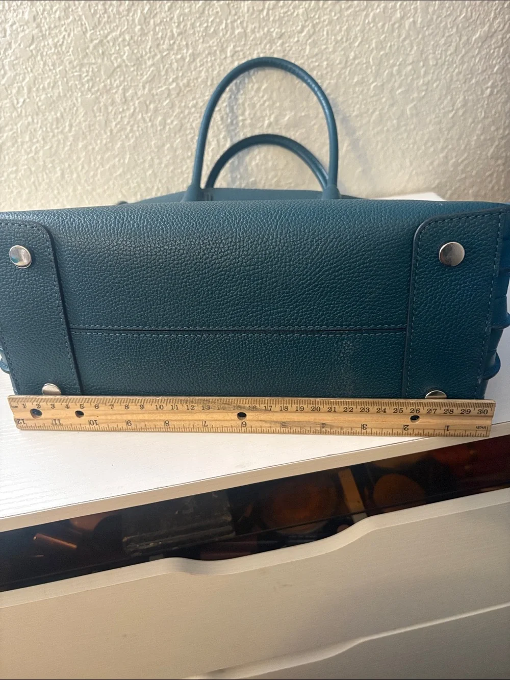 Michael Kors Teal Pebbled Leather Tote with Detachable Strap
